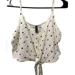 H&M Polkadot Loose-Fit Crop Top Blouse Size 8